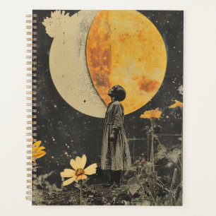 Moonlit Elegance - Woman with Moon Planner