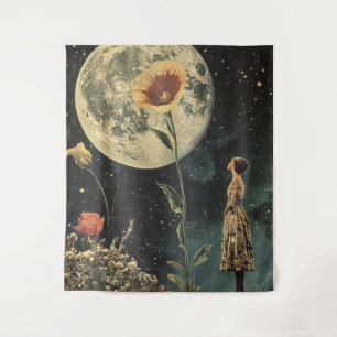 Moonlit Elegance - Woman with Moon Tapestry