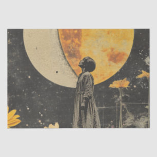 Moonlit Elegance - Woman with Moon Tissue Paper