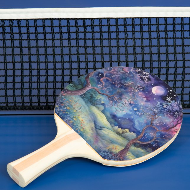Moonlit Enchanted Forest Nightscape Ping Pong Paddle (Insitu)