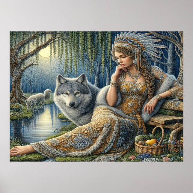 Moonlit Enchantment in the Mystic Forest24x18 Poster (Front)
