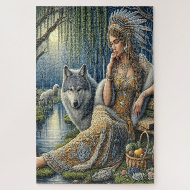 Moonlit Enchantment in the Mystic Forest Jigsaw Puzzle (Vertical)