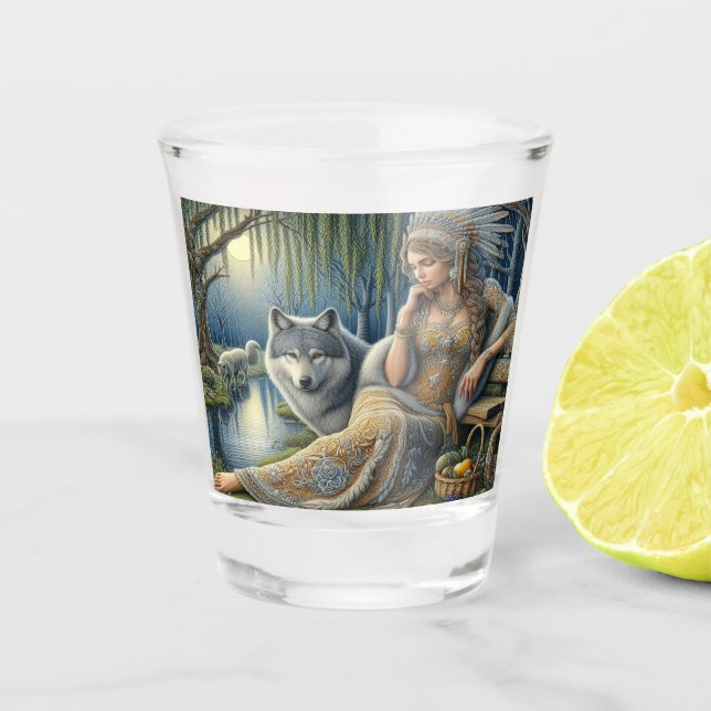 Moonlit Enchantment in the Mystic Forest Shot Glass (Front)