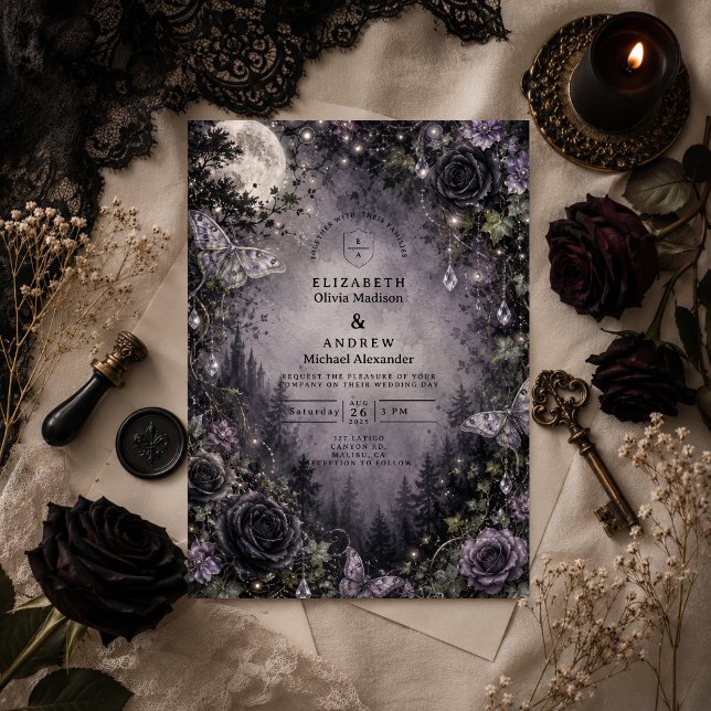 Moonlit Fairy Goth Wedding Invitation (Creator Uploaded)