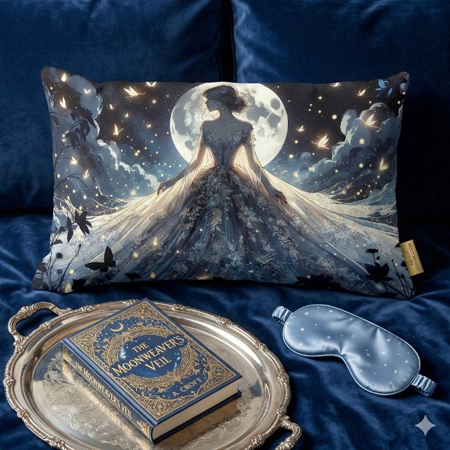 Moonlit Fairy Princess Celestial Gown Lumbar Cushion (Moonlit Fairy Princess Celestial Gown Lumbar Pillow Mockup A)