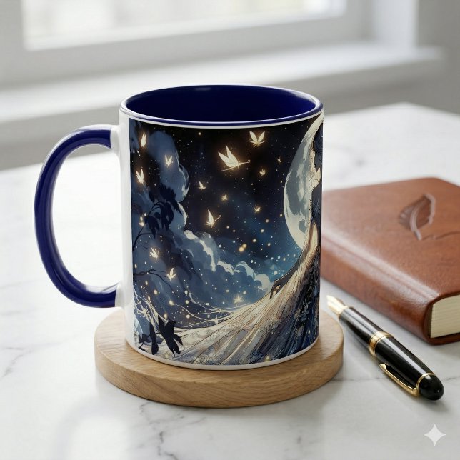 Moonlit Fairy Princess Celestial Gown Mug (Moonlit Fairy Princess Celestial Gown Mug On Counter)