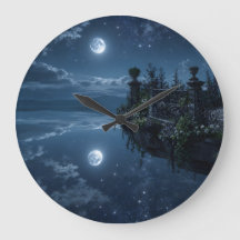 Moonlit Floating Terrace Wall Clock