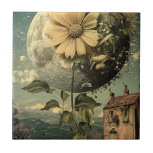 Moonlit Flower & Vintage Charm Ceramic Tile