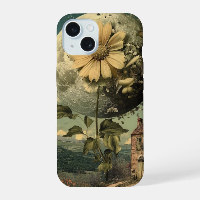 Moonlit Flower & Vintage Charm iPhone 15 Case (Back)