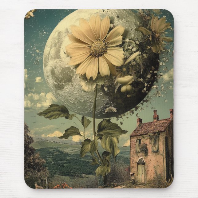 Moonlit Flower & Vintage Charm Mouse Pad (Front)