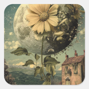 Moonlit Flower & Vintage Charm Square Sticker
