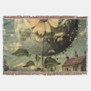 Moonlit Flower & Vintage Charm Throw Blanket
