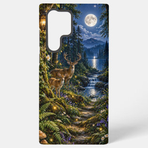 Moonlit Forest Deer and Lake Samsung Galaxy Case