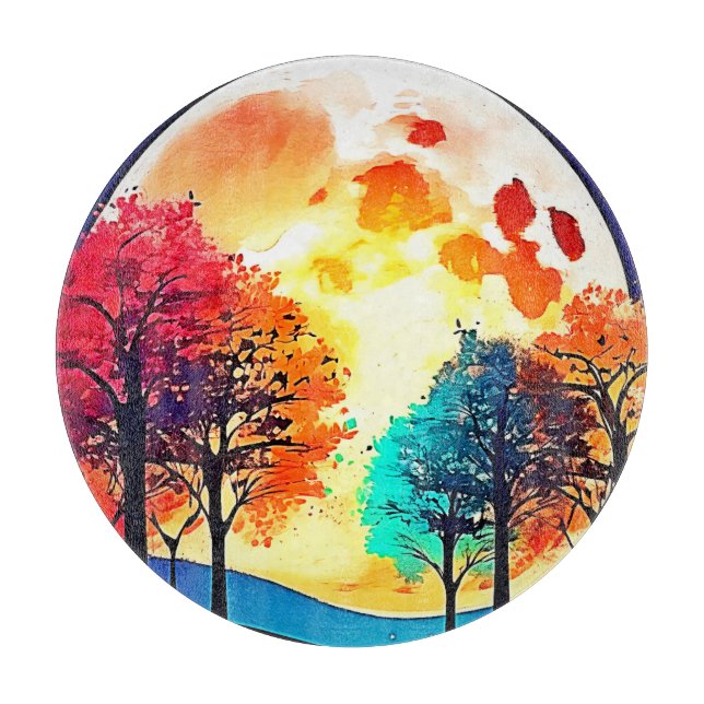 Moonlit Forest Fantasy Art Cutting Board (Front)