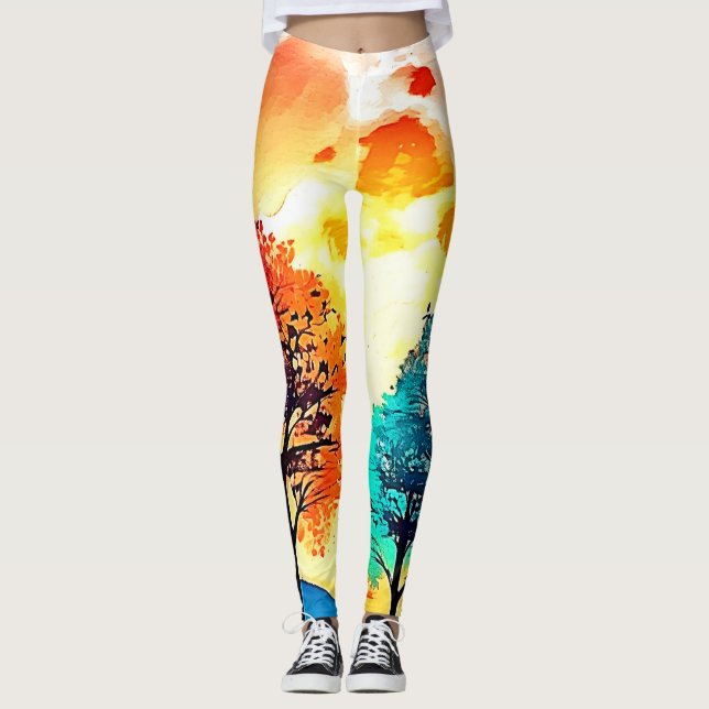Moonlit Forest Fantasy Art Leggings (Front)