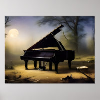 Moonlit Forest Piano | Digital Art