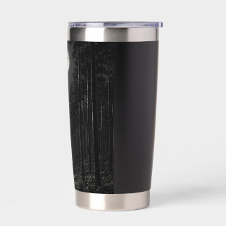 Moonlit Forest Wanderer Black and White Tumbler