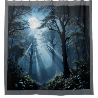 Moonlit Forest Whispers Shower Curtain Design
