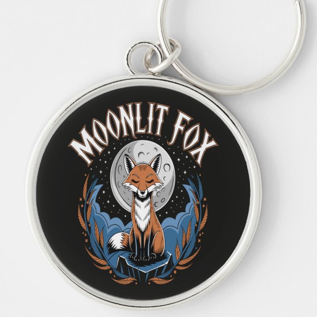 Moonlit Fox Celestial Night Key Ring (Front)
