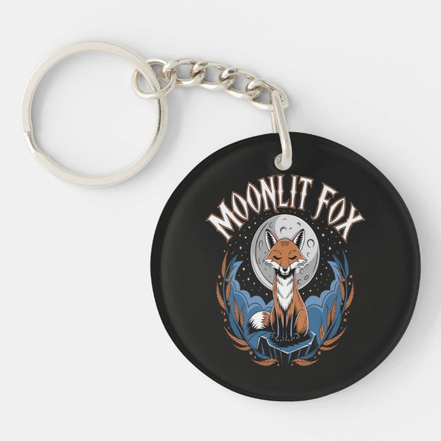Moonlit Fox Celestial Night Key Ring (Front)
