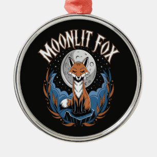 Moonlit Fox Celestial Night Metal Ornament