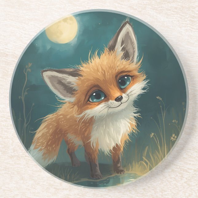 Moonlit Fox, Night Forest Coaster (Front)
