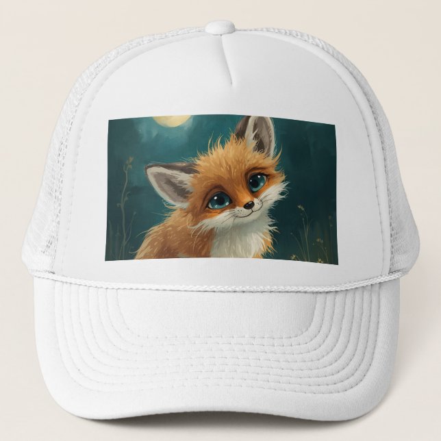 Moonlit Fox, Night Forest  Trucker Hat (Front)