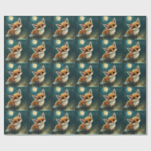 Moonlit Fox, Night Forest Wrapping Paper