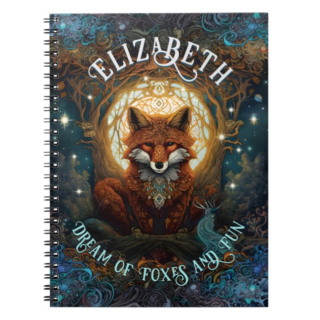 Moonlit Fox Personalised - Storybook Themed Fox Notebook (Front)
