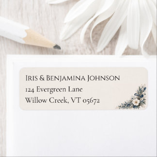 Moonlit Garden Bird Corner Holiday Botanical Return Address Label