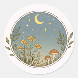 Moonlit Garden Circle Design  Classic Round Sticker