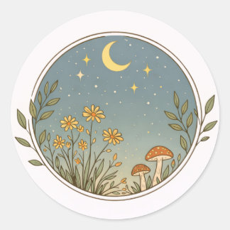 Moonlit Garden Circle Design  Classic Round Sticker