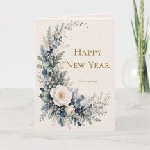 Moonlit Garden Elegant Botanical Happy New Year