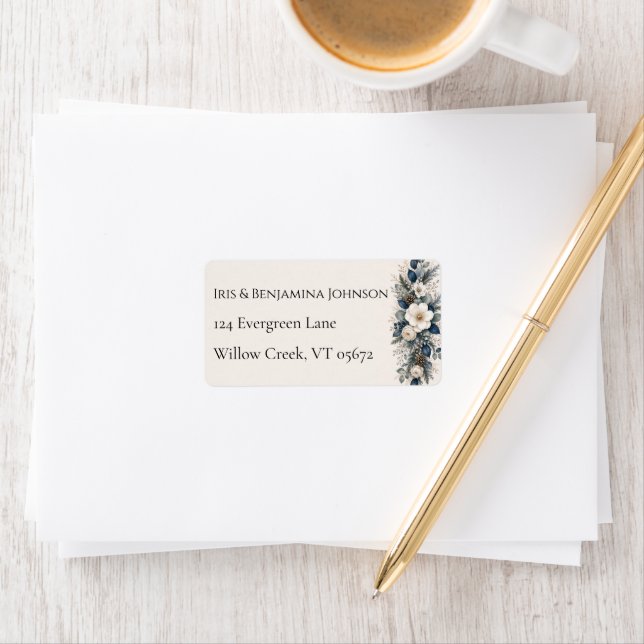 Moonlit Garden Elegant Winter Botanical Border Label (Insitu)