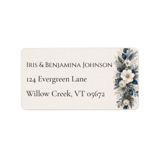Moonlit Garden Elegant Winter Botanical Border Label