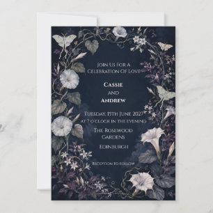 Moonlit Garden Moth Wedding Invitation