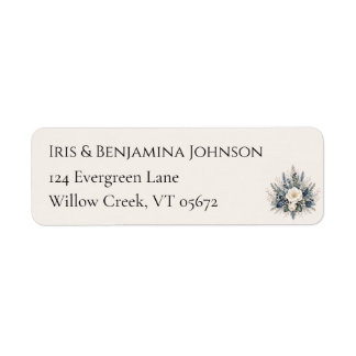 Moonlit Garden Signature Bouquet Holiday Botanical Return Address Label
