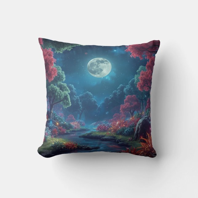 Moonlit Garden Throw Pillow (Front)