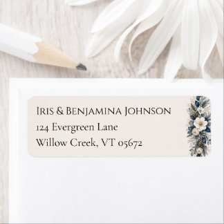 Moonlit Garden Vertical Botanical Holiday Elegance Return Address Label