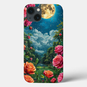 Moonlit Garden With Blooming Roses iPhone 13 Case