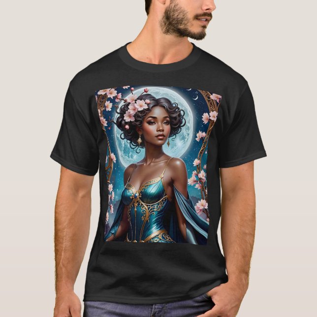 Moonlit Goddess in Bloom Fantasy Tee (Front)