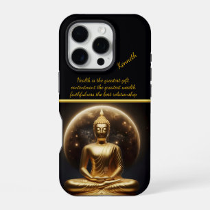 Moonlit Golden Buddha. AI art iPhone 16 Pro Case