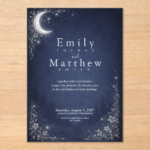 Moonlit Grove Celestial Woodland Wedding Acrylic Invitations