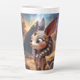Moonlit Guardian of the Ancient Sands. Latte Mug