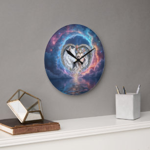 Moonlit Guardian of the Eternal Heart. Large Clock