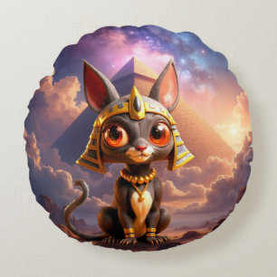 Moonlit Guardian of the Eternal Sands. Round Cushion