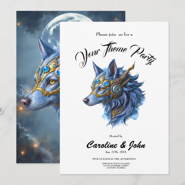 Moonlit Guardian of the Sapphire Veil. Invitation (Front/Back)