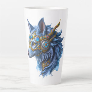 Moonlit Guardian of the Sapphire Veil. Latte Mug
