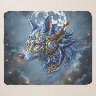 Moonlit Guardian of the Sapphire Veil. Sherpa Blanket