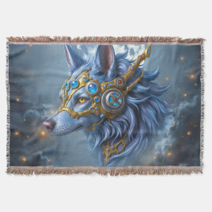 Moonlit Guardian of the Sapphire Veil. Throw Blanket
